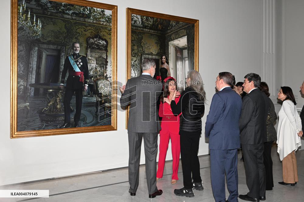King Felipe And Queen Letizia At Presentation Of Their Portraits By Annie Leibovitz - Madrid