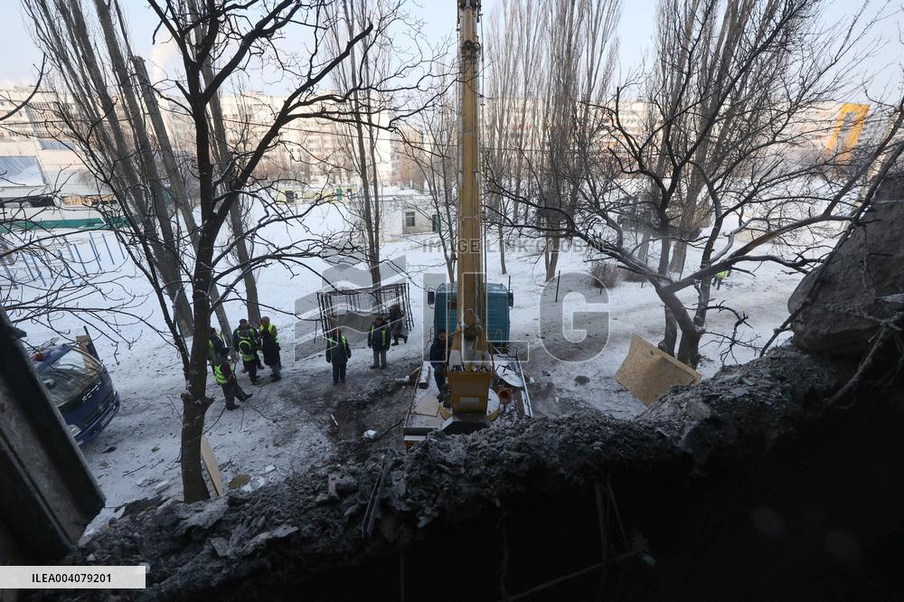 Aftermath of overnight Russian drone attack in Kharkiv