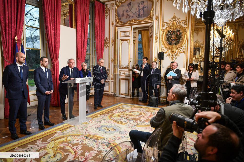 Presser with French PM Francois Bayrou in Paris - FA