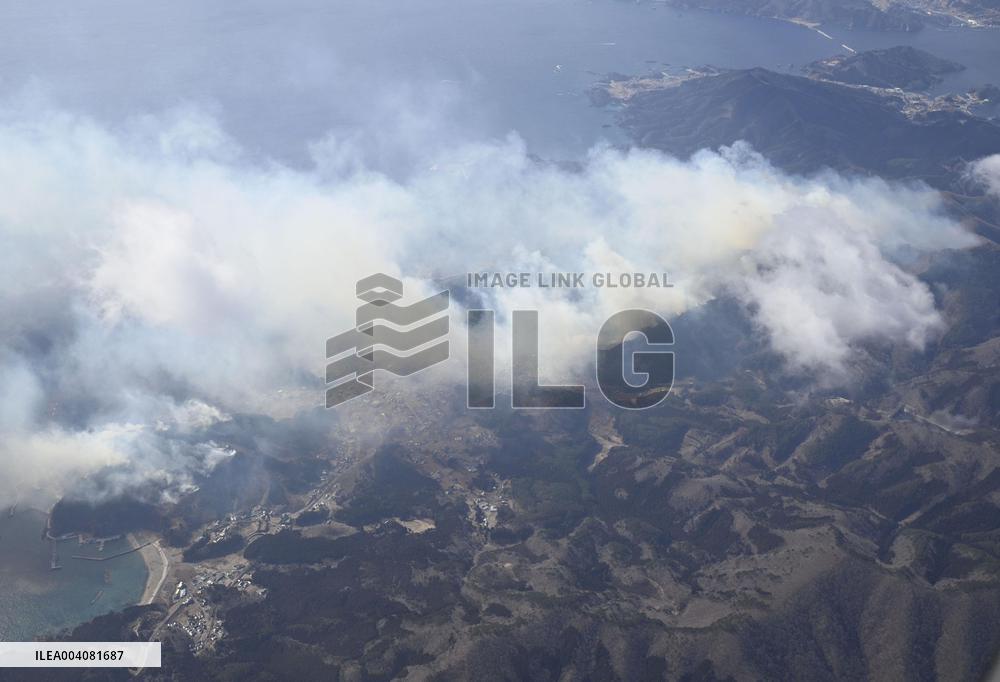 Forest fire in northeastern Japan