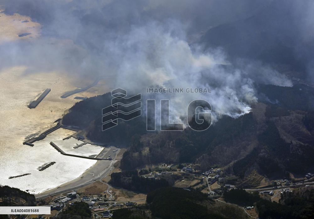 Forest fire in northeastern Japan