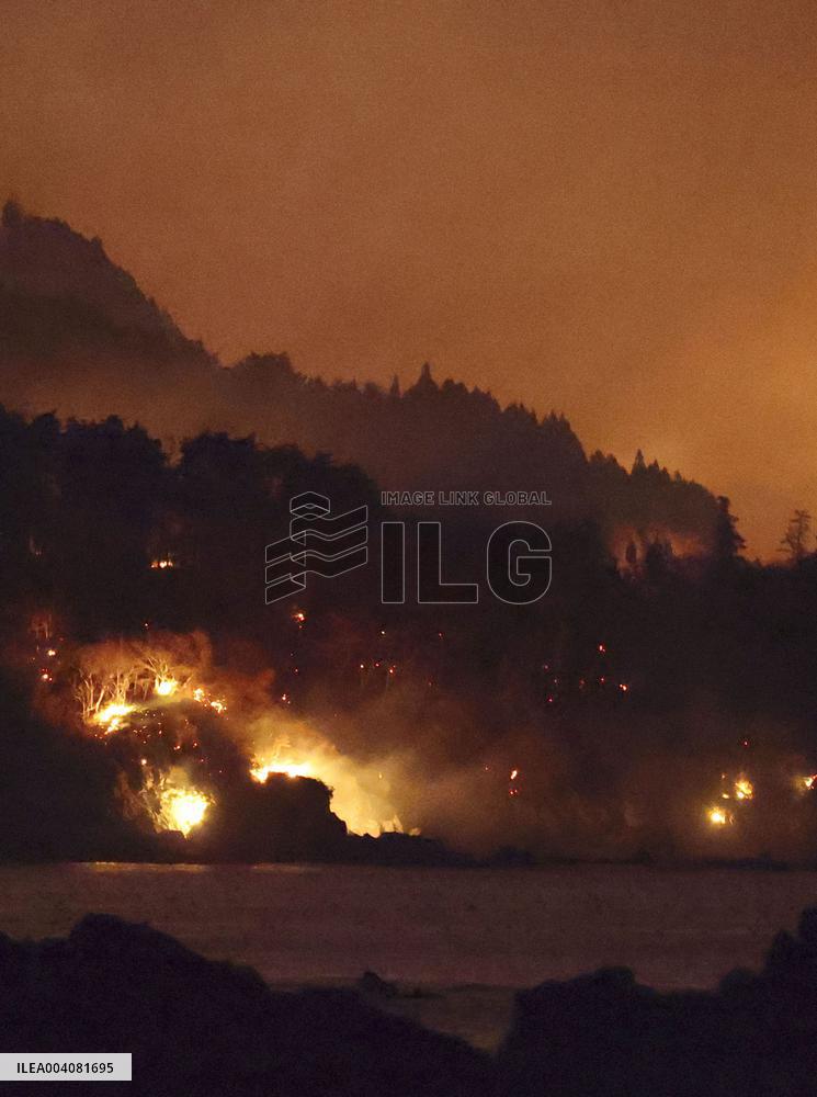 Forest fire in northeastern Japan