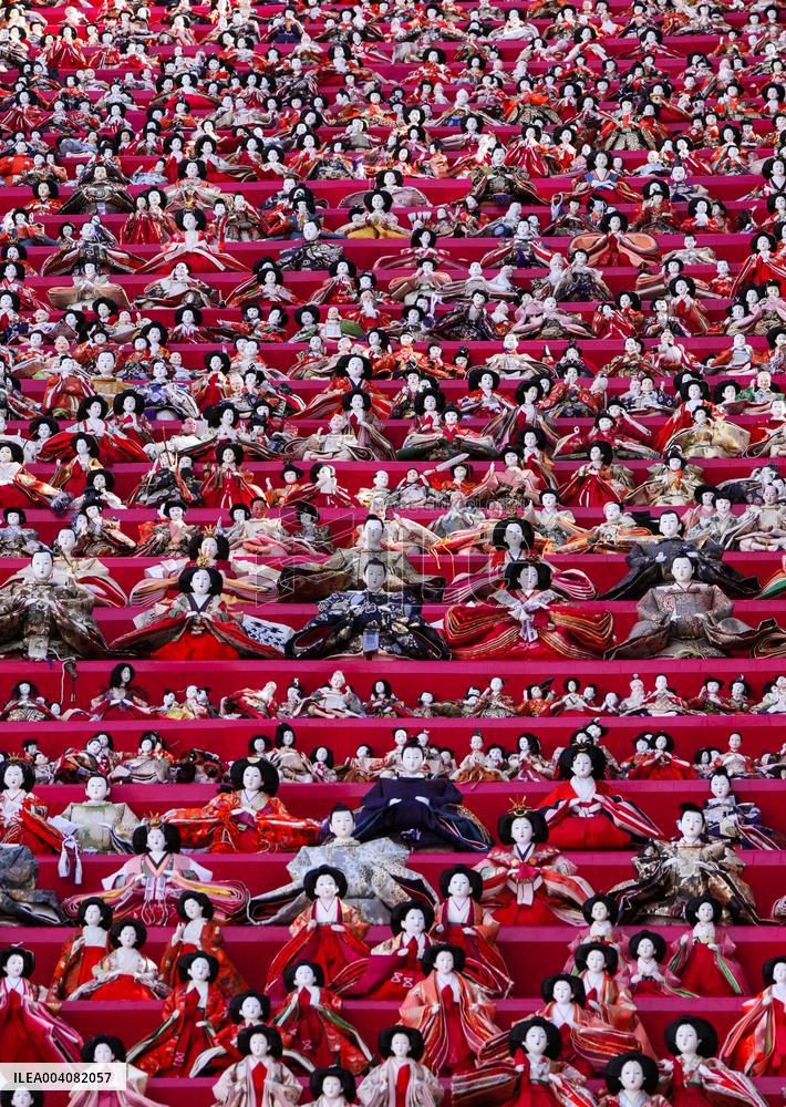 "Hina" dolls on stone stairs