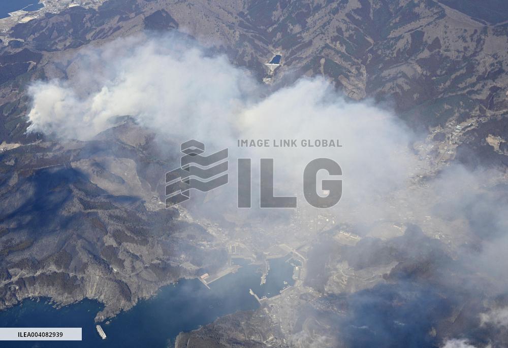 Forest fire in northeastern Japan