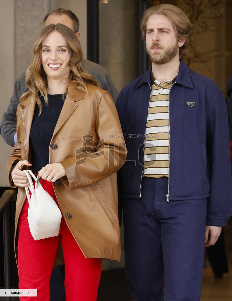 MFW - Maya Thurman-Hawke And Christian Lee Hutson Leaving Their Hotel