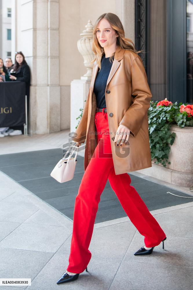 MFW - Maya Thurman-Hawke And Christian Lee Hutson Leaving Their Hotel