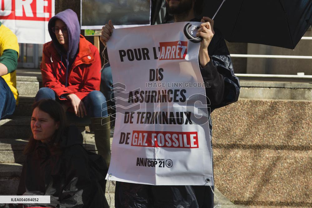 Activists Carry out A Punch Action in Front of AXA - Nantes
