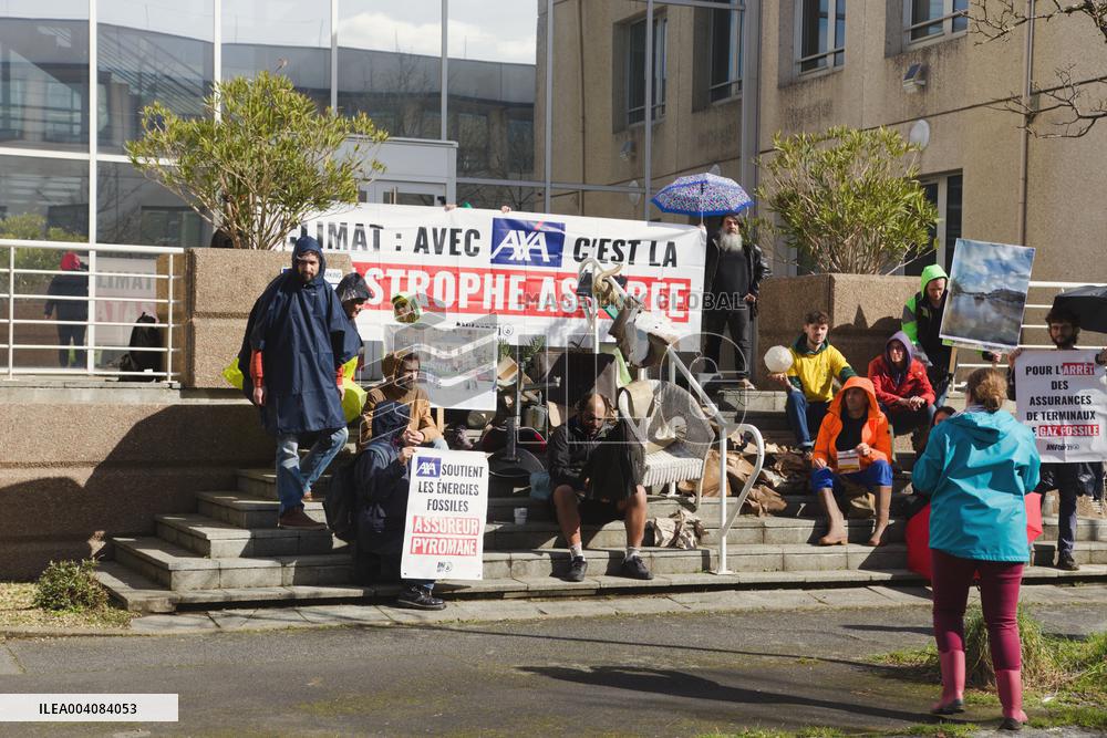 Activists Carry out A Punch Action in Front of AXA - Nantes