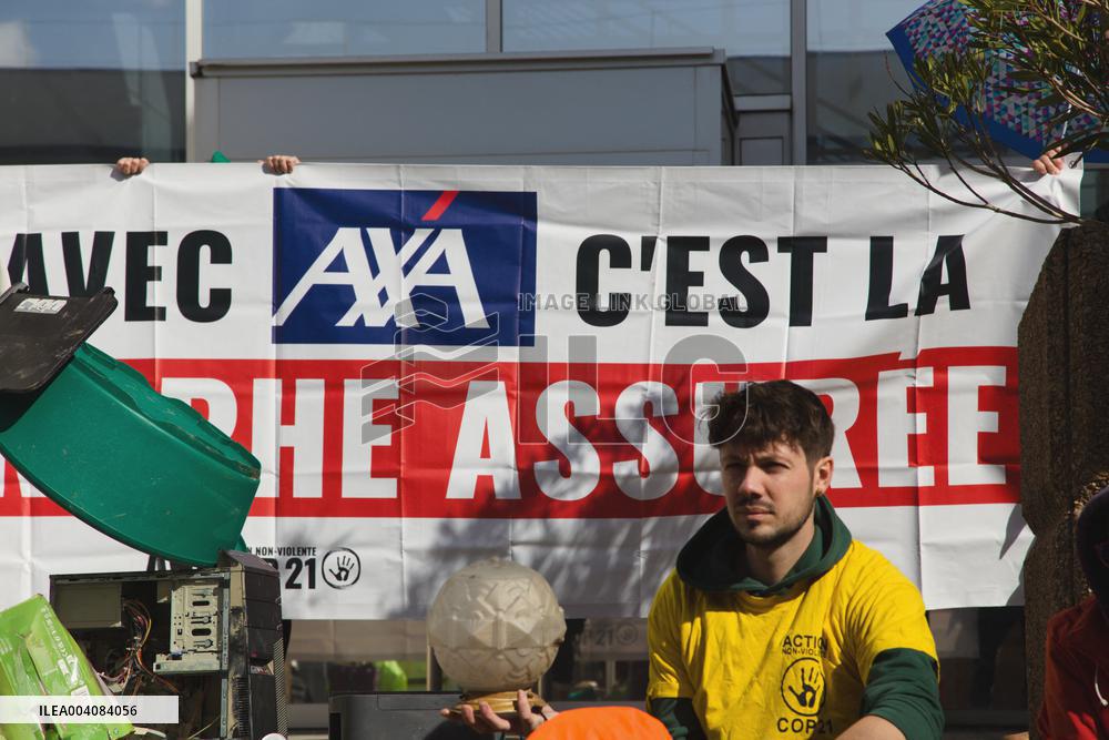 Activists Carry out A Punch Action in Front of AXA - Nantes
