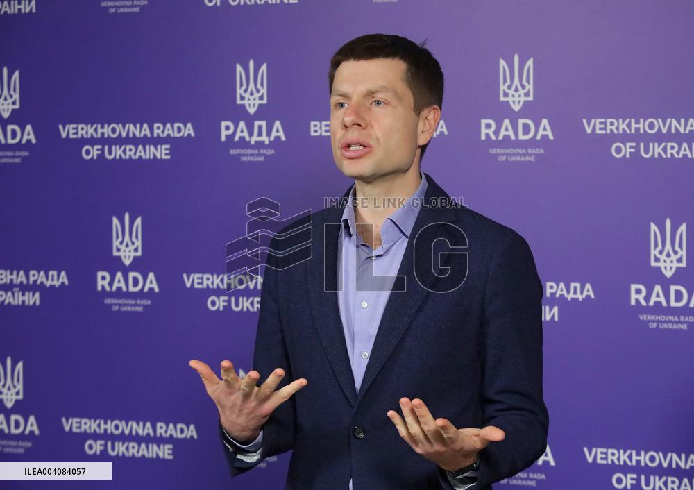 MP Oleksii Hocharenko briefs press in Kyiv