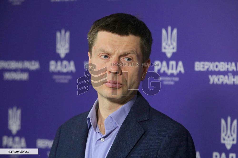 MP Oleksii Hocharenko briefs press in Kyiv
