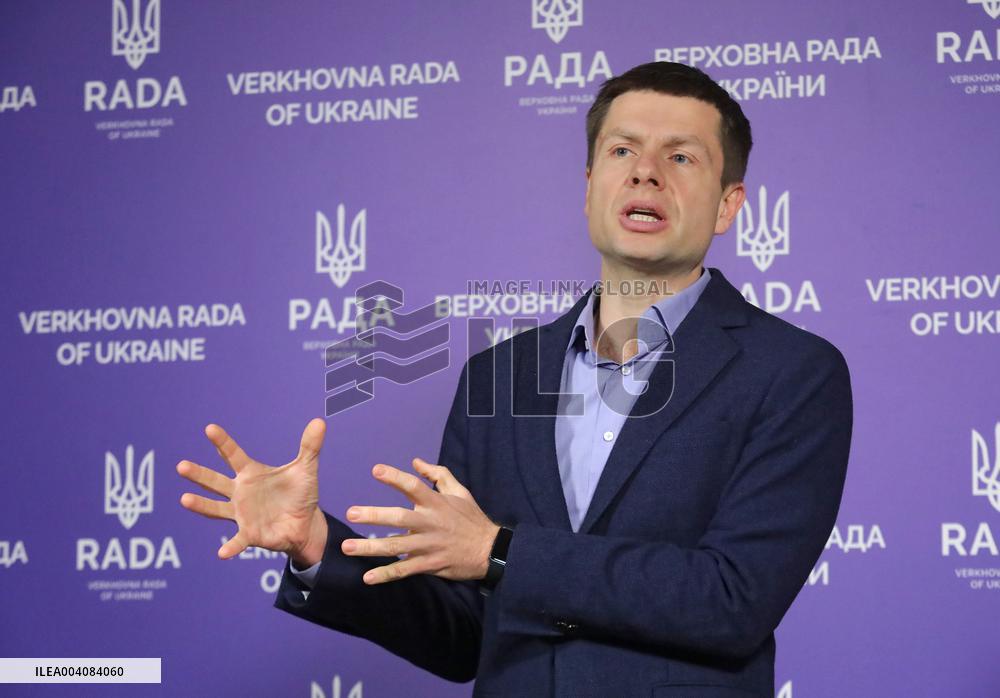 MP Oleksii Hocharenko briefs press in Kyiv