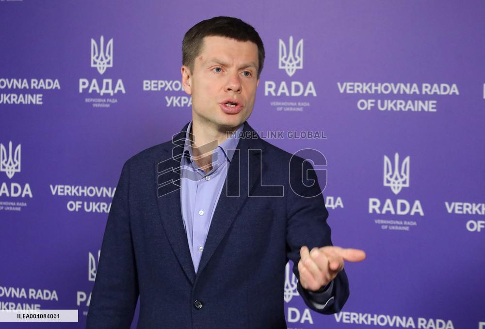 MP Oleksii Hocharenko briefs press in Kyiv