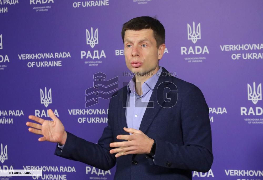 MP Oleksii Hocharenko briefs press in Kyiv