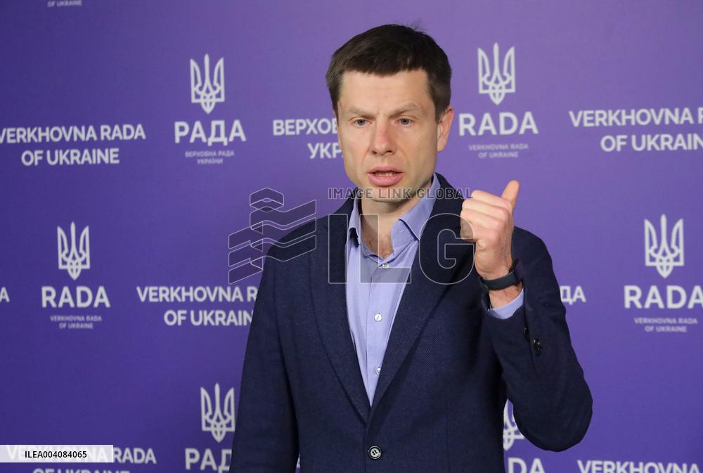 MP Oleksii Hocharenko briefs press in Kyiv
