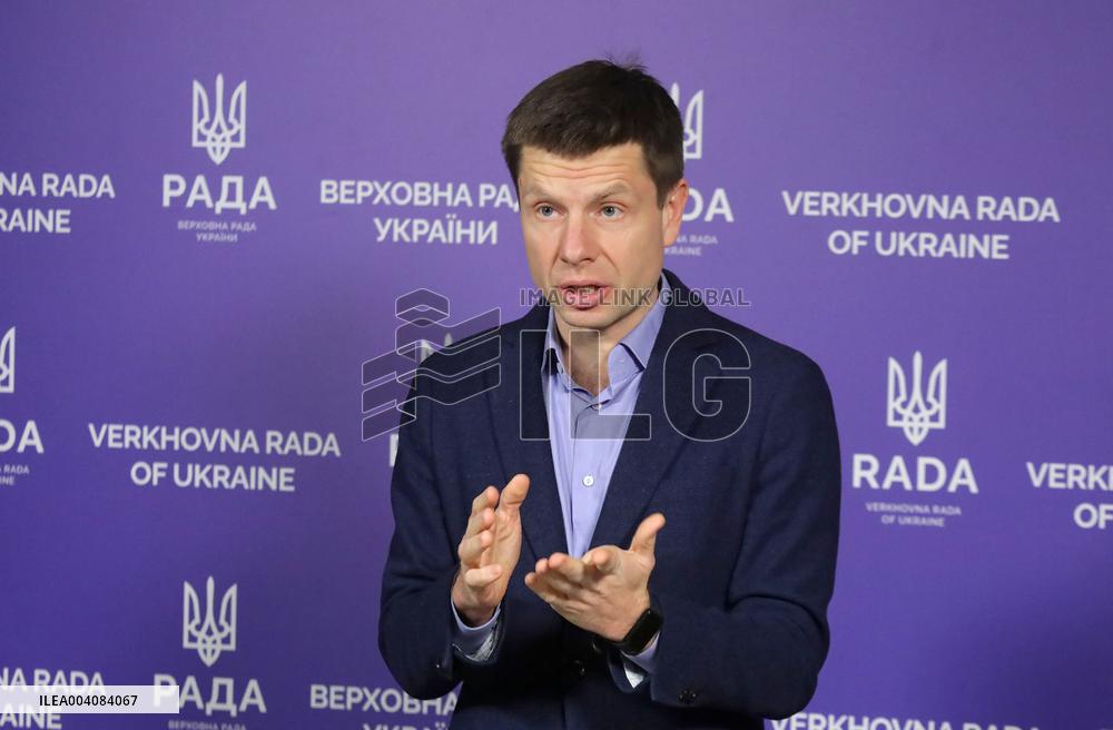 MP Oleksii Hocharenko briefs press in Kyiv