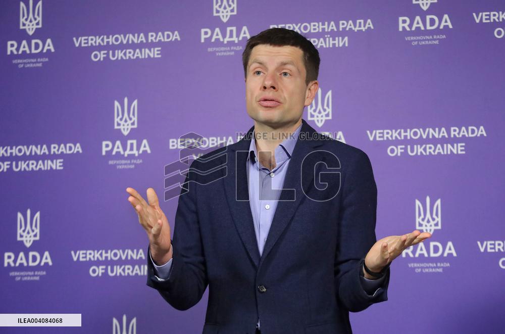 MP Oleksii Hocharenko briefs press in Kyiv
