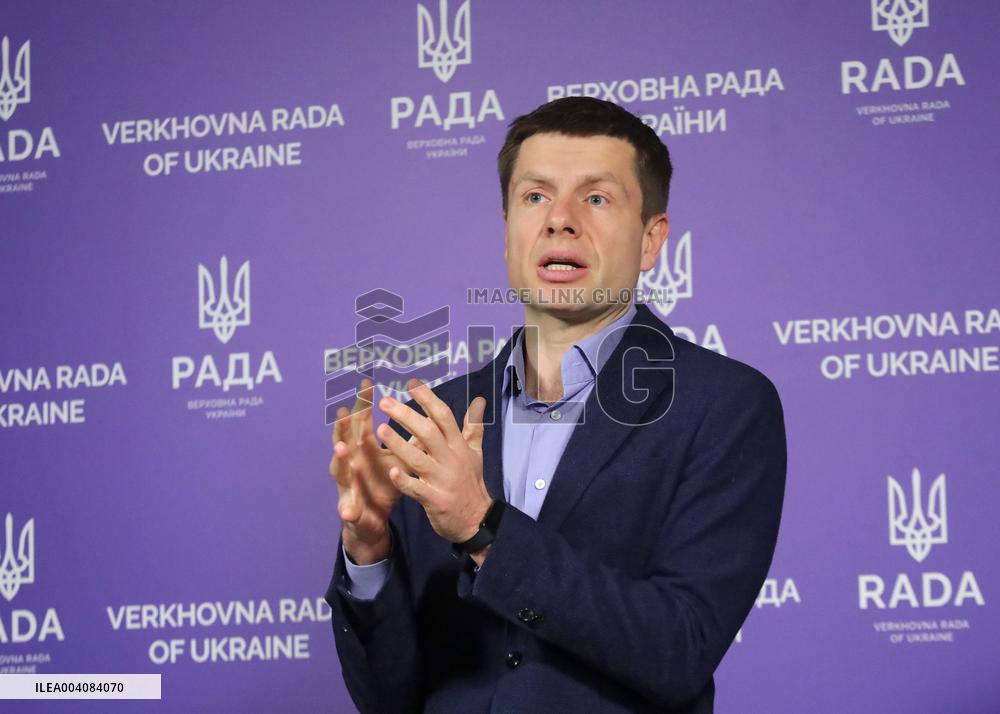 MP Oleksii Hocharenko briefs press in Kyiv