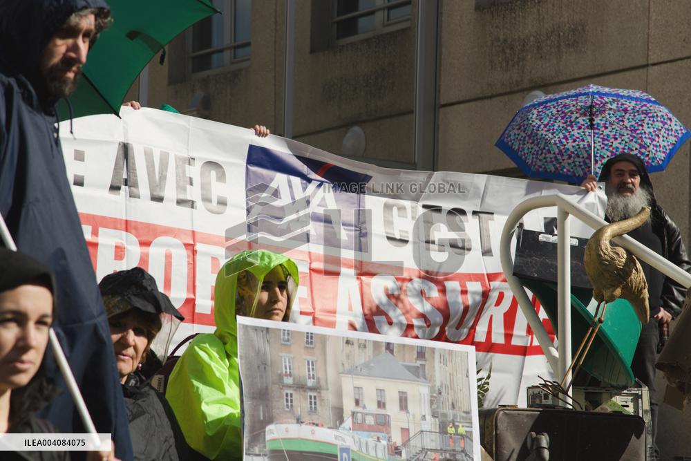 Activists Carry out A Punch Action in Front of AXA - Nantes