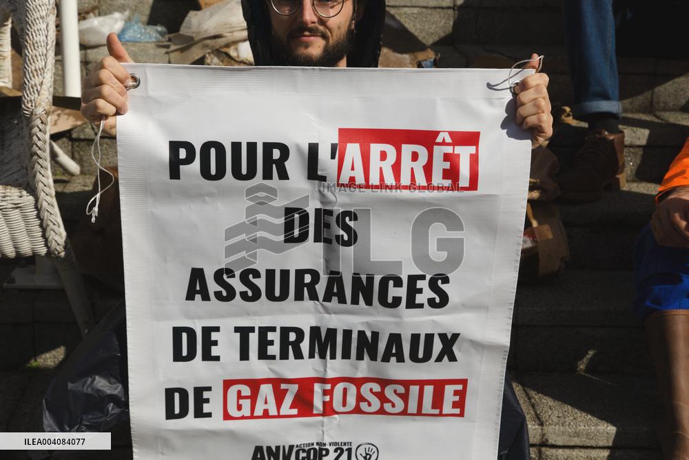 Activists Carry out A Punch Action in Front of AXA - Nantes