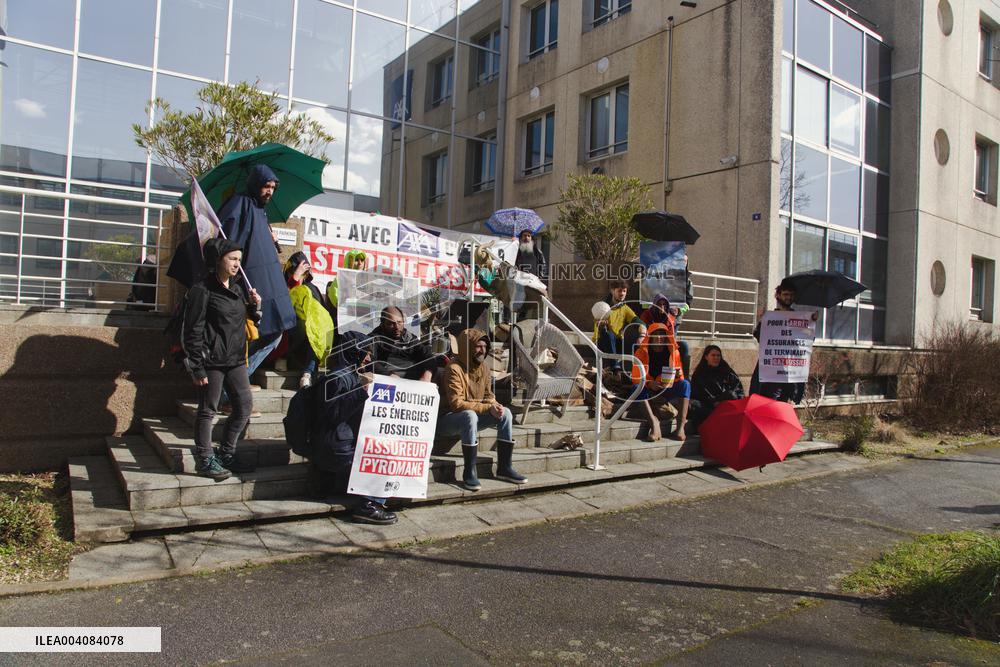 Activists Carry out A Punch Action in Front of AXA - Nantes