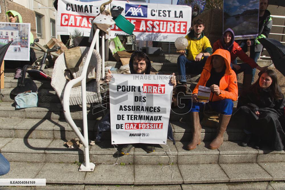 Activists Carry out A Punch Action in Front of AXA - Nantes