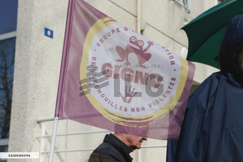 Activists Carry out A Punch Action in Front of AXA - Nantes