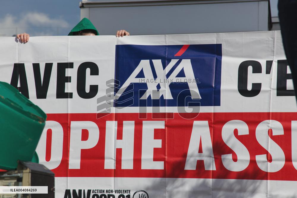 Activists Carry out A Punch Action in Front of AXA - Nantes
