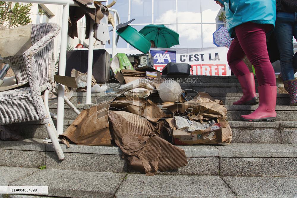 Activists Carry out A Punch Action in Front of AXA - Nantes