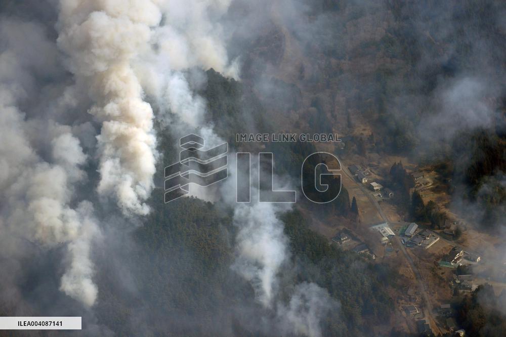 Forest fire in northeastern Japan