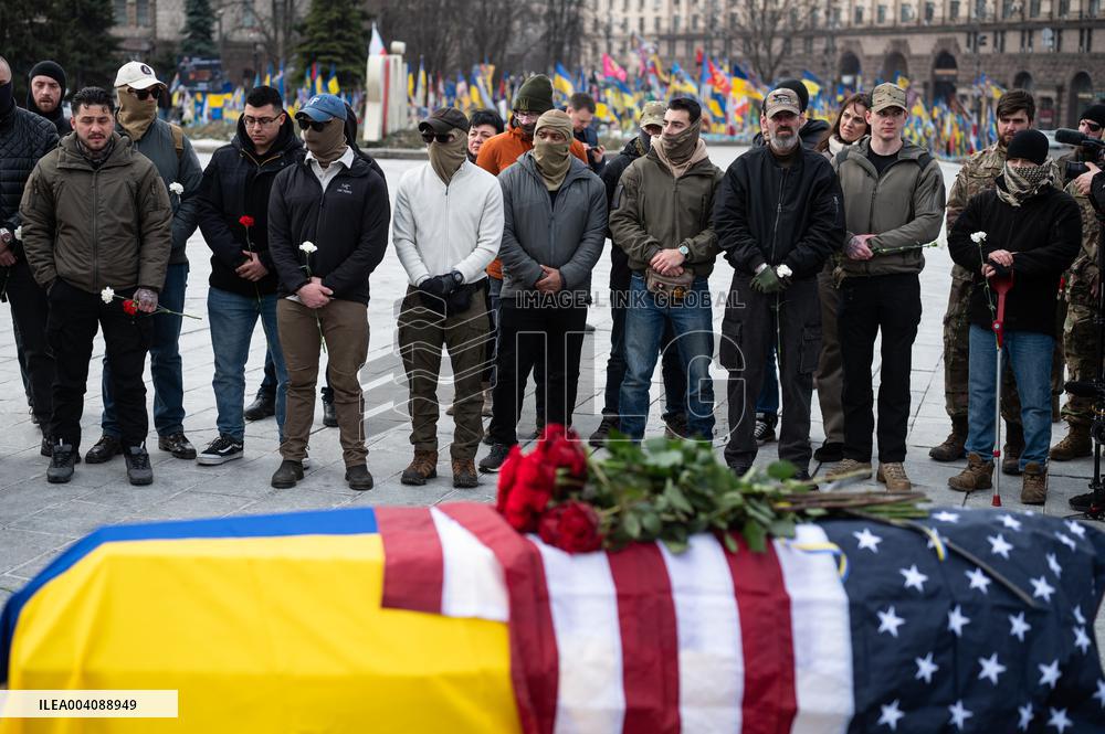 Memorial ceremony for U.S. Marine Corps veteran Ethan Hertweck in Kyiv
