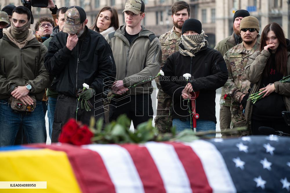 Memorial ceremony for U.S. Marine Corps veteran Ethan Hertweck in Kyiv