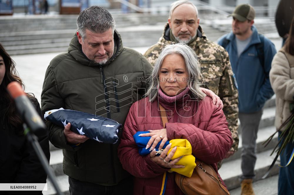 Memorial ceremony for U.S. Marine Corps veteran Ethan Hertweck in Kyiv