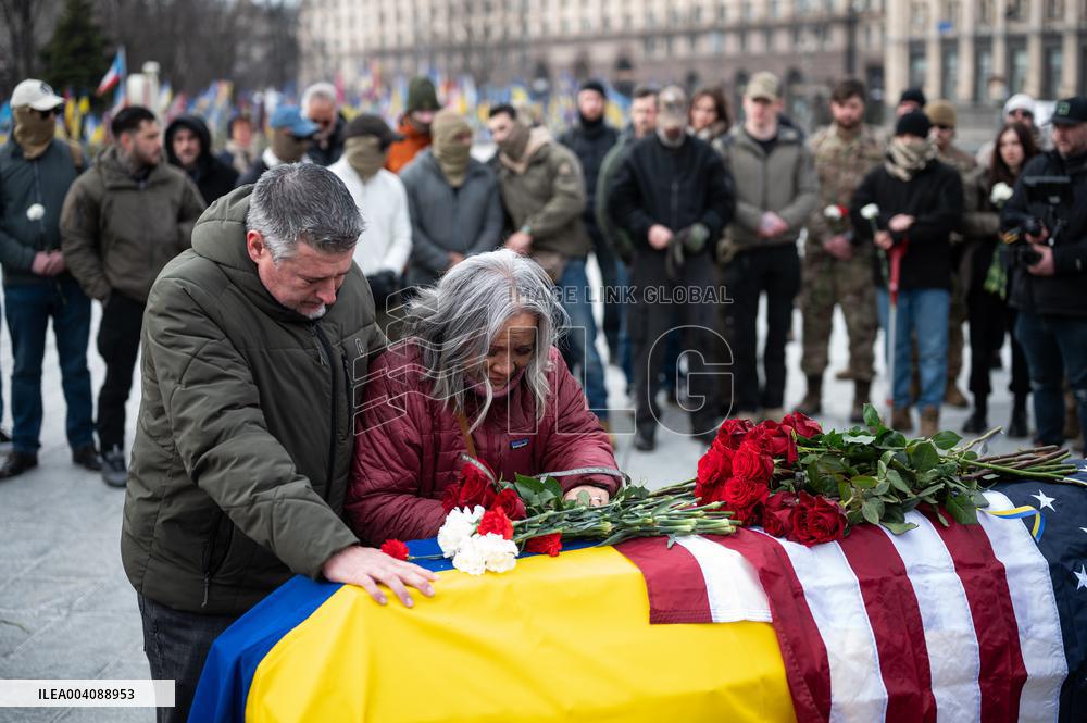 Memorial ceremony for U.S. Marine Corps veteran Ethan Hertweck in Kyiv
