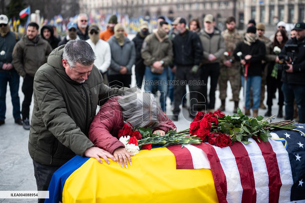 Memorial ceremony for U.S. Marine Corps veteran Ethan Hertweck in Kyiv