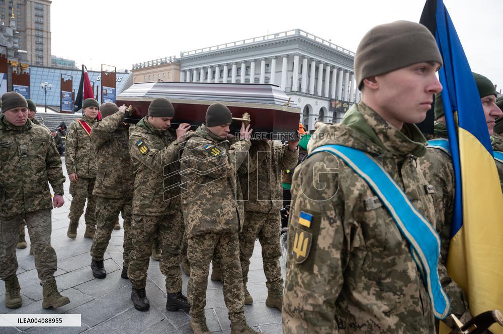 Memorial ceremony for U.S. Marine Corps veteran Ethan Hertweck in Kyiv