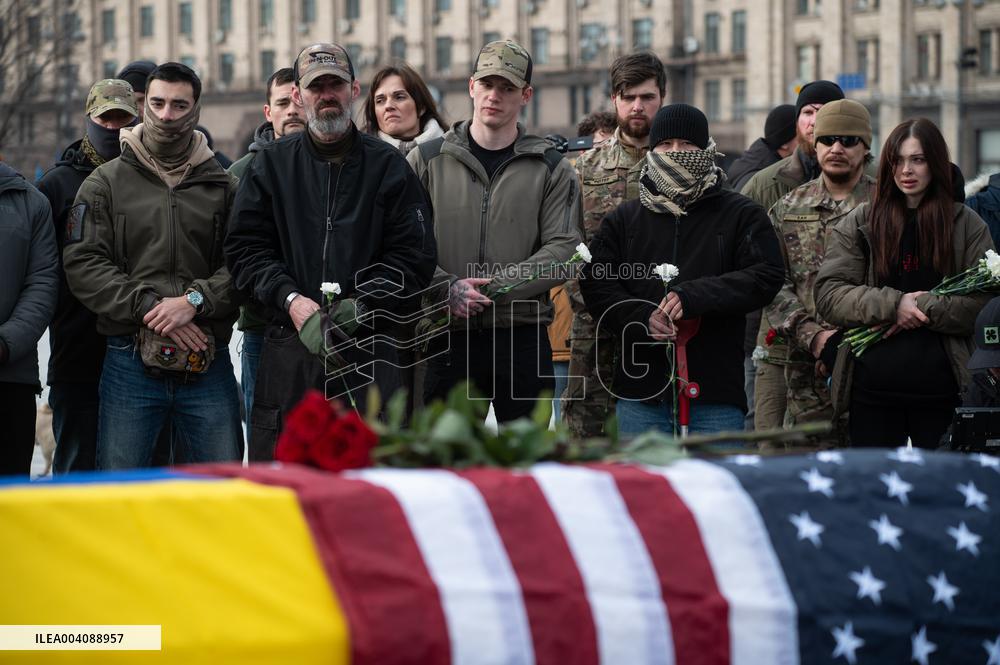 Memorial ceremony for U.S. Marine Corps veteran Ethan Hertweck in Kyiv