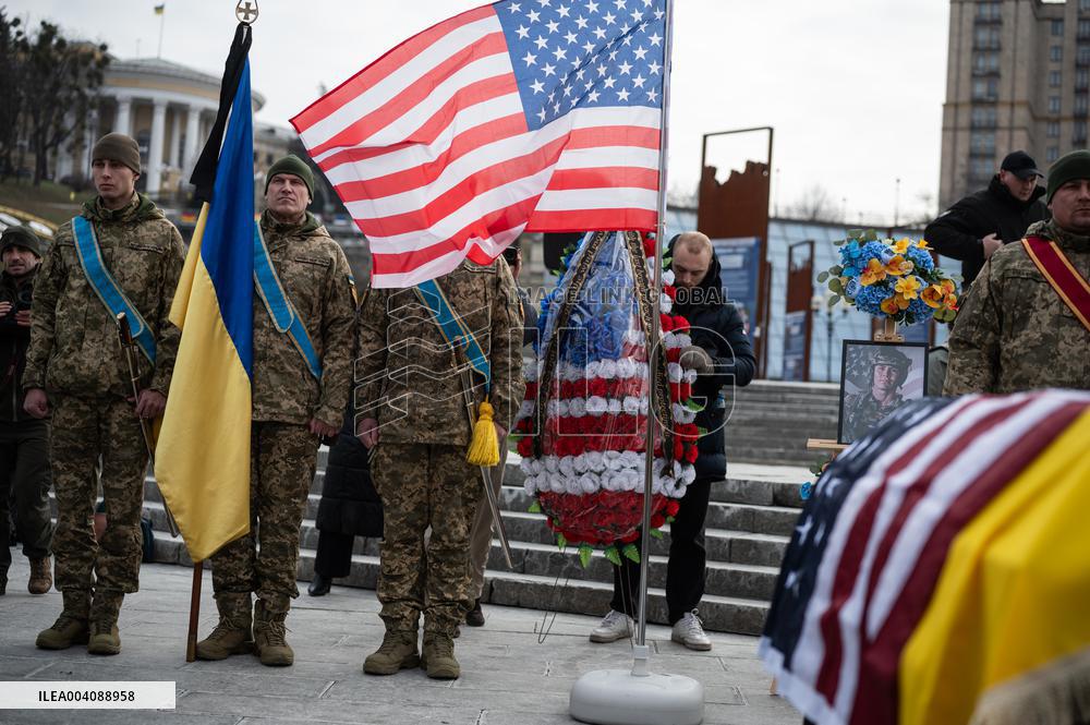 Memorial ceremony for U.S. Marine Corps veteran Ethan Hertweck in Kyiv