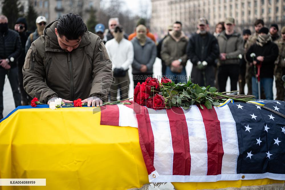 Memorial ceremony for U.S. Marine Corps veteran Ethan Hertweck in Kyiv
