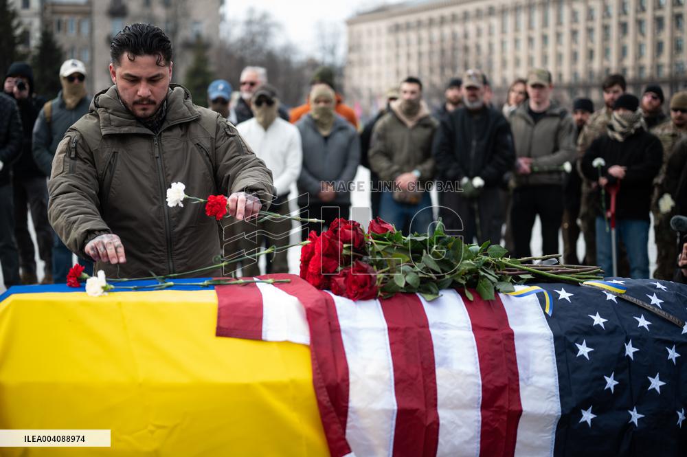 Memorial ceremony for U.S. Marine Corps veteran Ethan Hertweck in Kyiv