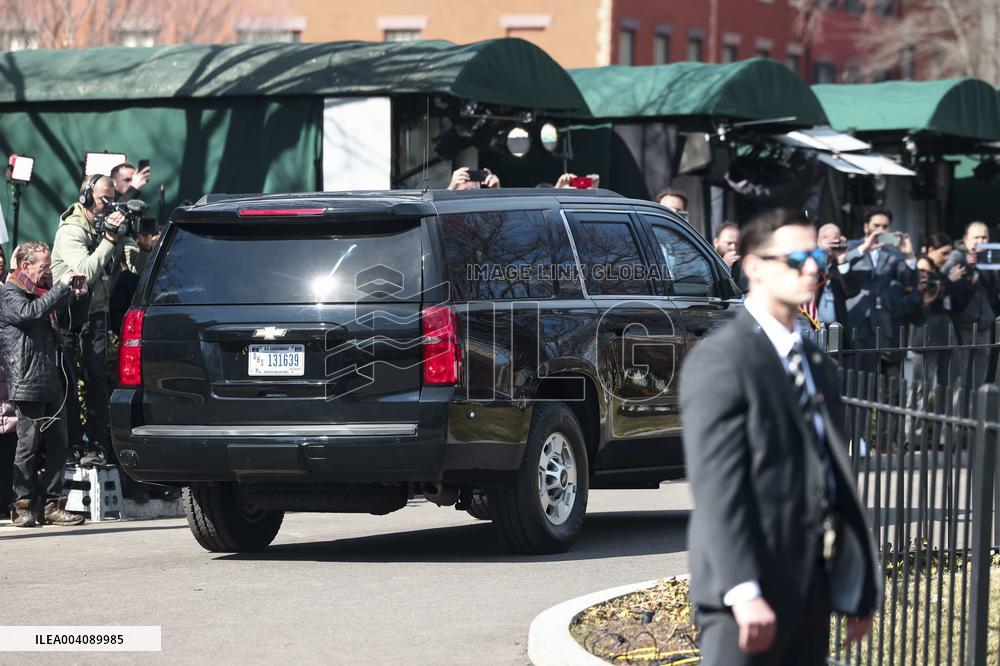 Ukrainian President Volodymyr Zelensky departs the White House after Oval Office meeting with US President Donald Trump