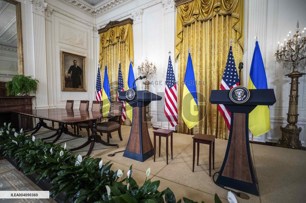 Ukrainian President Volodymyr Zelensky departs the White House after Oval Office meeting with US President Donald Trump