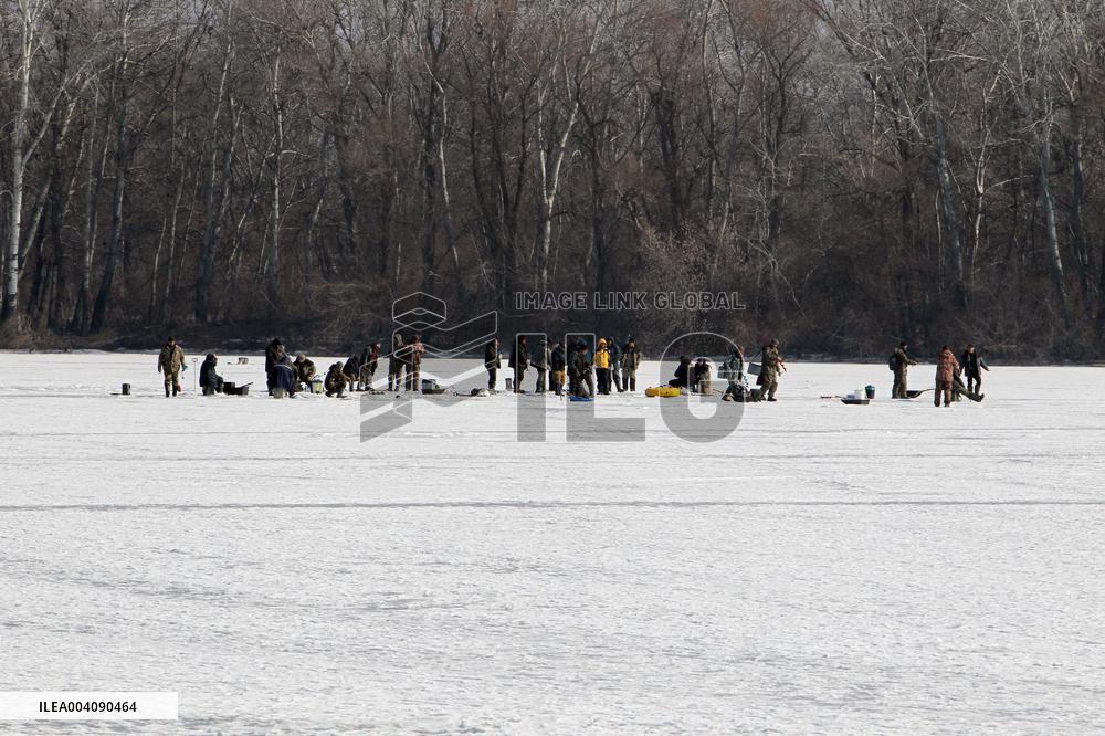 Ice fishing in Dnipro