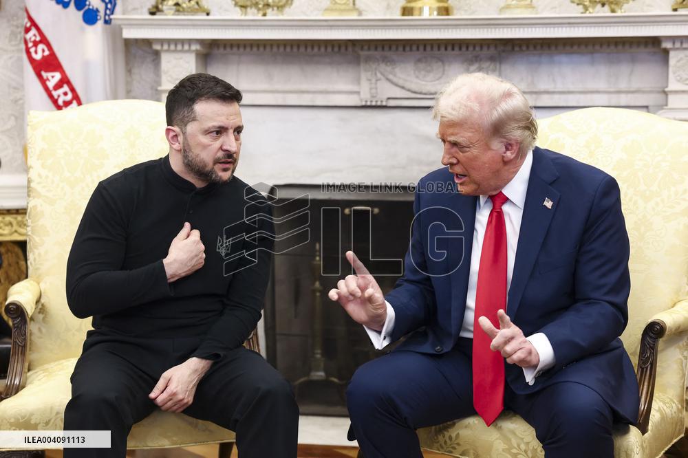 Volodymyr Zelensky Talks With Donald Trump In Oval Office - Washington