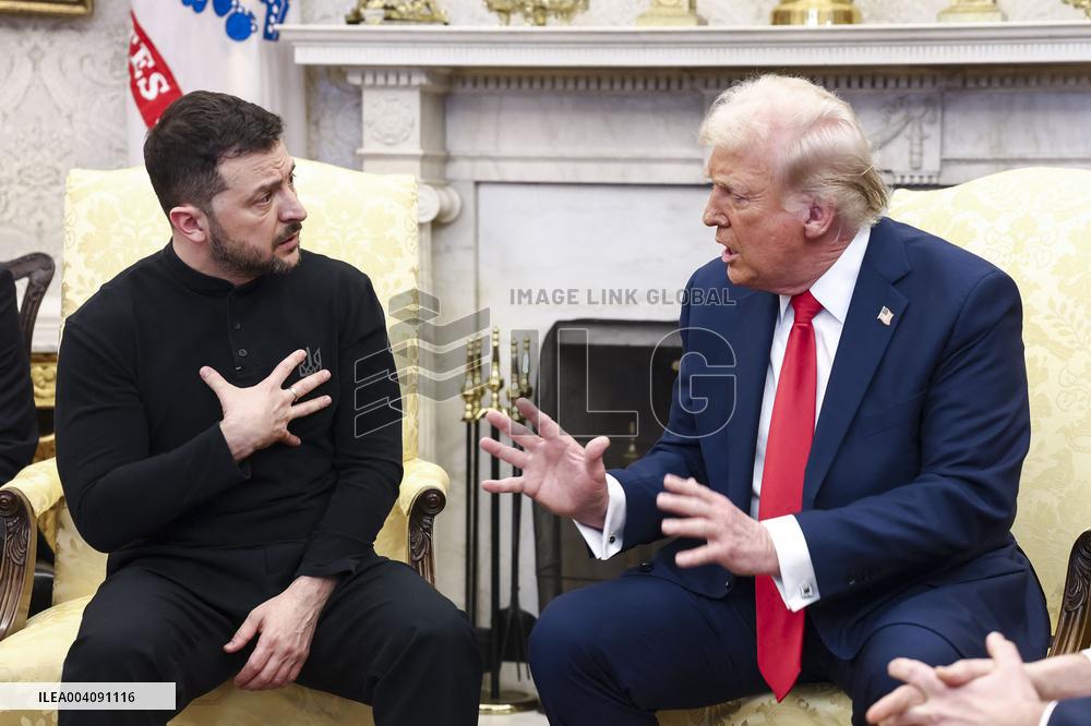 Volodymyr Zelensky Talks With Donald Trump In Oval Office - Washington