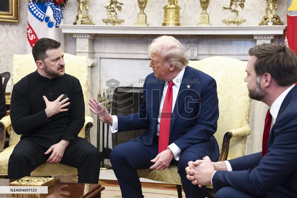 Volodymyr Zelensky Talks With Donald Trump In Oval Office - Washington