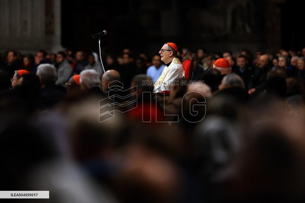 Religion: Cardinal Claudio Gugerotti leads the recitation of the Holy Rosary for Pope Francis on March 01, 2025