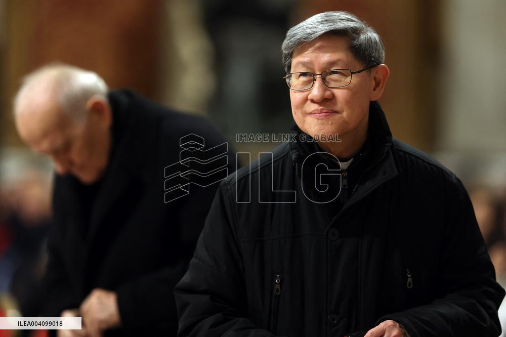 Religion: Cardinal Claudio Gugerotti leads the recitation of the Holy Rosary for Pope Francis on March 01, 2025