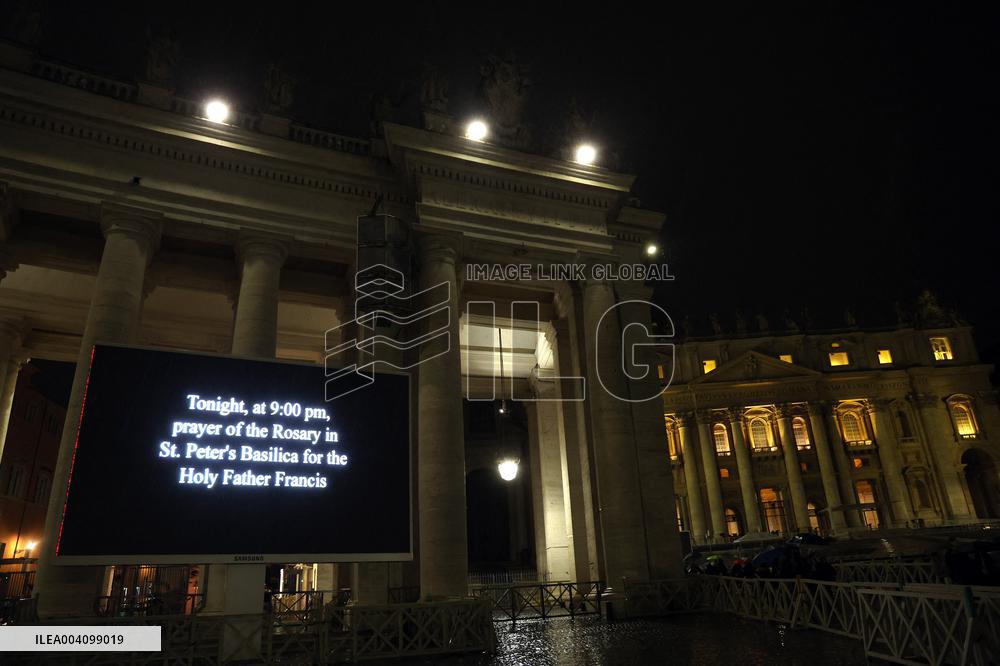 Religion: Cardinal Claudio Gugerotti leads the recitation of the Holy Rosary for Pope Francis on March 01, 2025