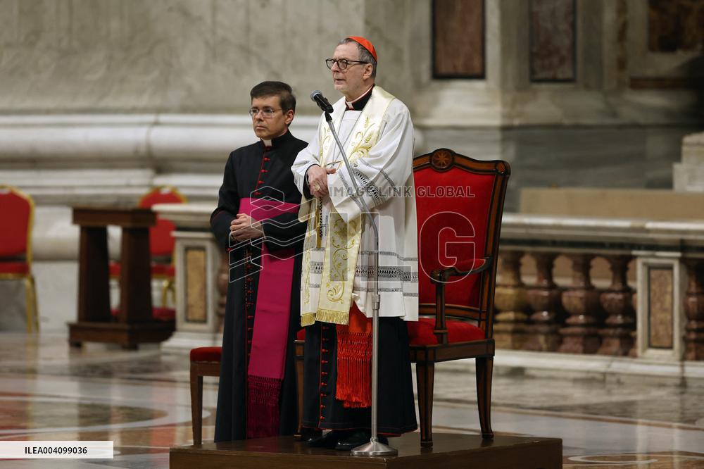 Religion: Cardinal Claudio Gugerotti leads the recitation of the Holy Rosary for Pope Francis on March 01, 2025